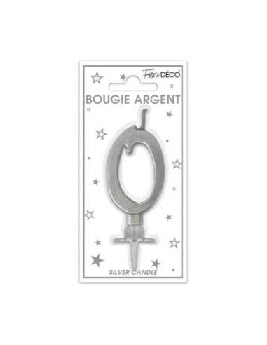 Bougie Metallique Argent Chiffre 0