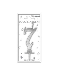 Bougie Metallique Argent Chiffre 7