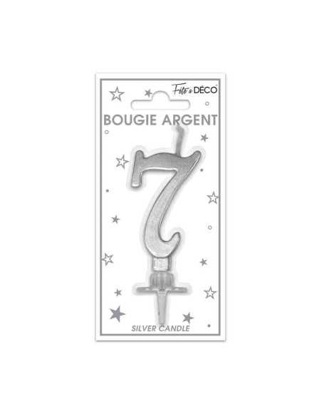 Bougie Metallique Argent Chiffre 7