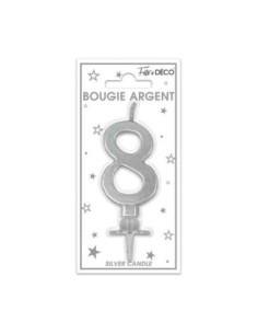 Bougie Metallique Argent Chiffre 8