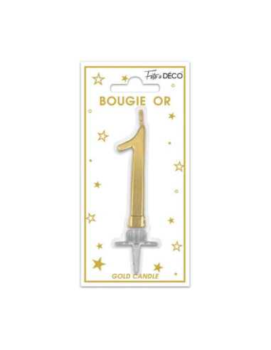 Bougie Metallique Or Chiffre 1