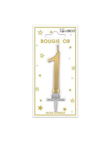 Bougie Metallique Or Chiffre 1