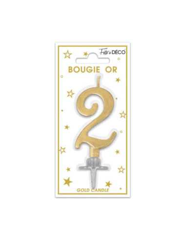 Bougie Metallique Or Chiffre 2