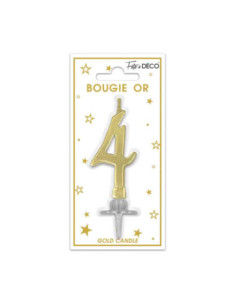 Bougie Metallique Or Chiffre 4