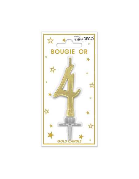 Bougie Metallique Or Chiffre 4