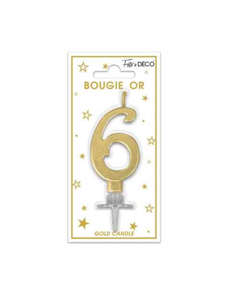 Bougie Metallique Or Chiffre 6