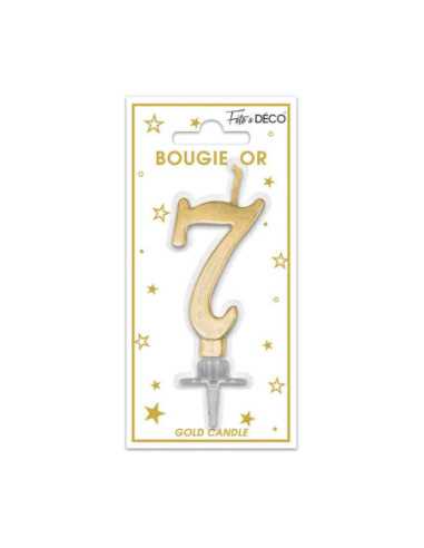 Bougie Metallique Or Chiffre 7