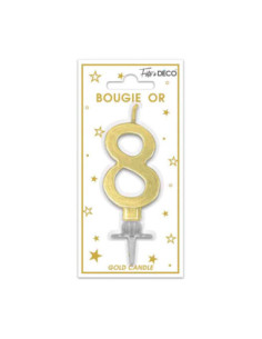 Bougie Metallique Or Chiffre 8
