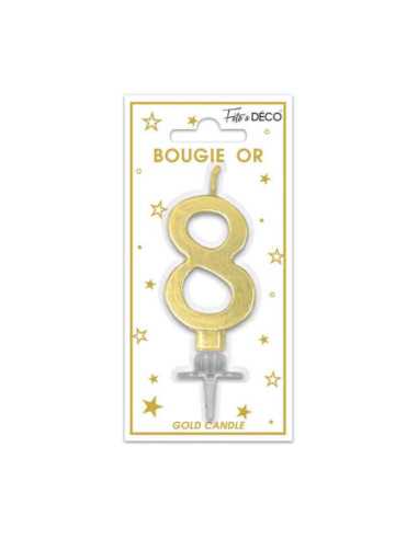 Bougie Metallique Or Chiffre 8