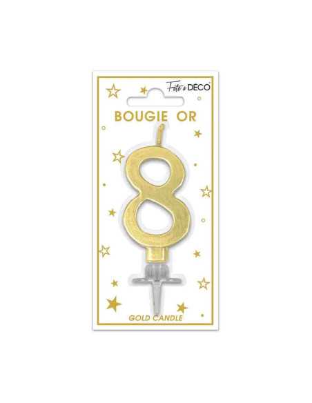 Bougie Metallique Or Chiffre 8