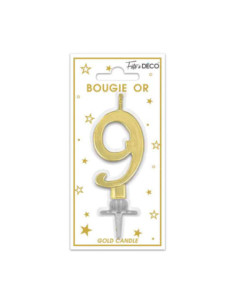 Bougie Metallique Or Chiffre 9