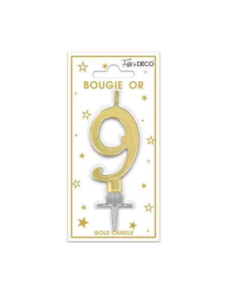 Bougie Metallique Or Chiffre 9