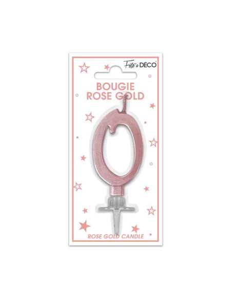 Bougie Metallique Rose Gold Chiffre 0