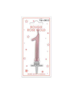 Bougie Metallique Rose Gold Chiffre 1