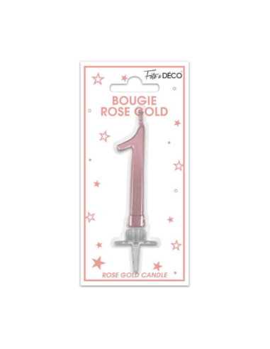 Bougie Metallique Rose Gold Chiffre 1