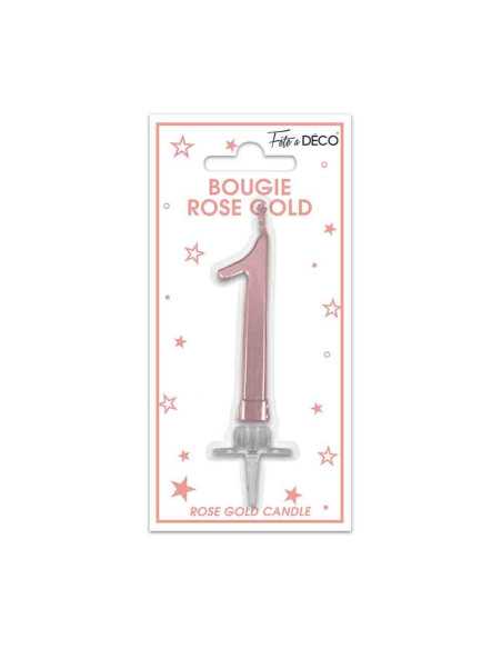 Bougie Metallique Rose Gold Chiffre 1