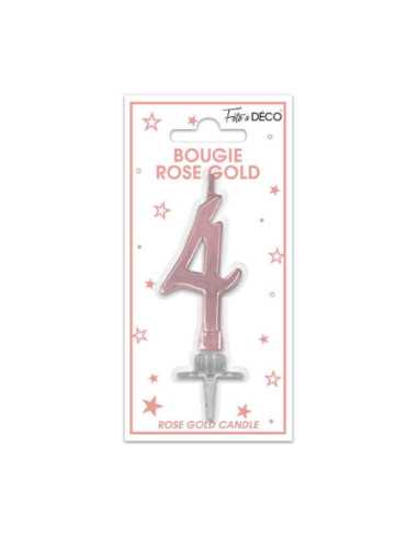 Bougie Metallique Rose Gold Chiffre 4