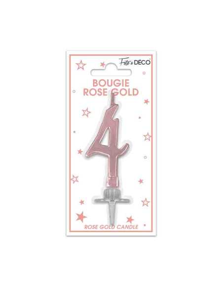 Bougie Metallique Rose Gold Chiffre 4
