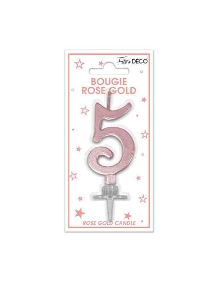 Bougie Metallique Rose Gold Chiffre 5