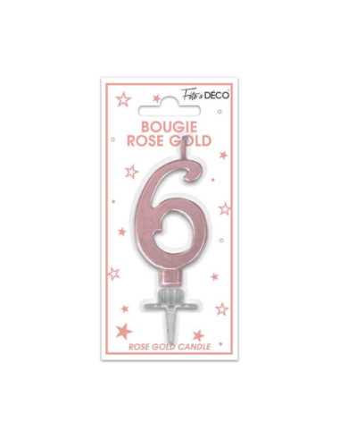 Bougie Metallique Rose Gold Chiffre 6