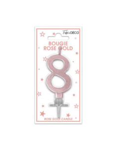 Bougie Metallique Rose Gold Chiffre 8