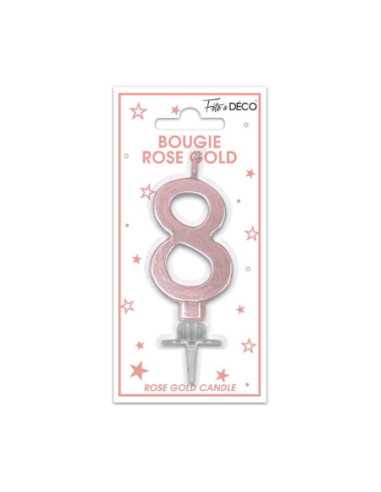 Bougie Metallique Rose Gold Chiffre 8