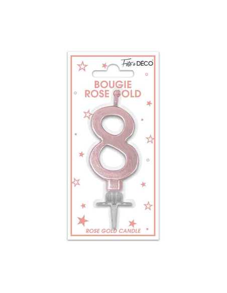 Bougie Metallique Rose Gold Chiffre 8