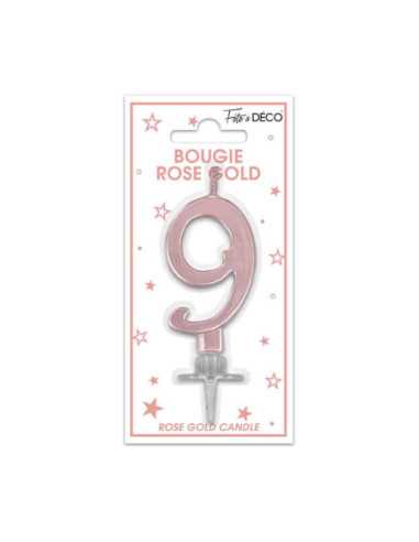 Bougie Metallique Rose Gold Chiffre 9