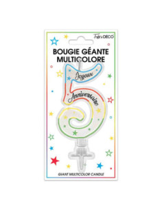 Bougie Paillettee Geante Chiffre 5
