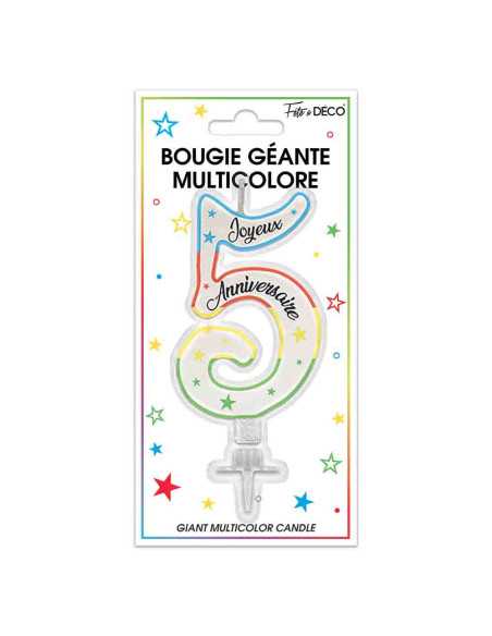 Bougie Paillettee Geante Chiffre 5