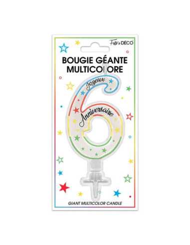 Bougie Paillettee Geante Chiffre 6