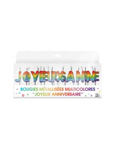 Bougies 18 Lettres Joyeux Anniversaire Metalliques Multicolore