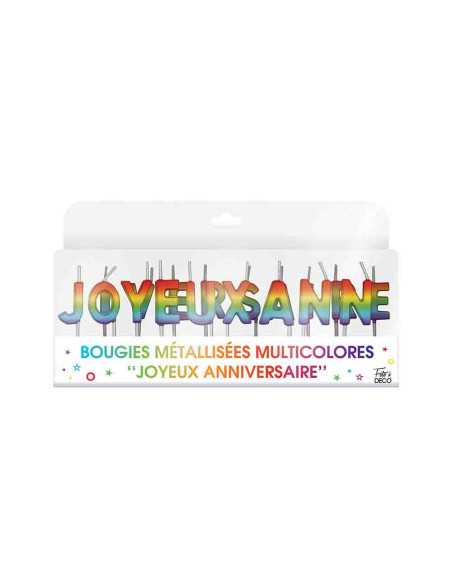 Bougies 18 Lettres Joyeux Anniversaire Metalliques Multicolore