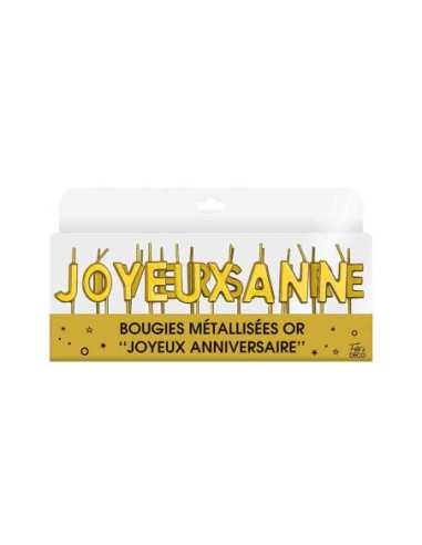 Bougies 18 Lettres Joyeux Anniversaire Metalliques Or