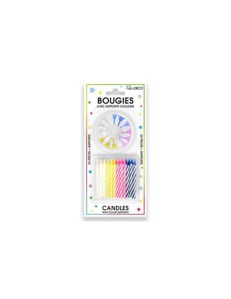 Bougies Avec Supports Couleurs Assorties