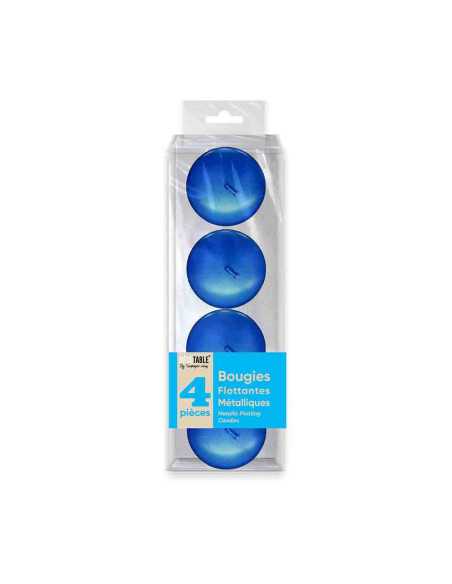 Bougies Metallisees Flottantes Bleu