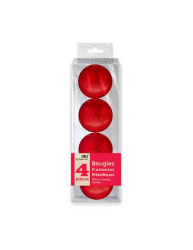 Bougies Metallisees Flottantes Rouge