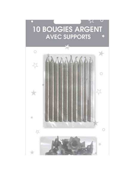 Bougies Supports Pailletees Argent