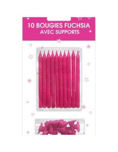 Bougies Supports Pailletees Fuchsia