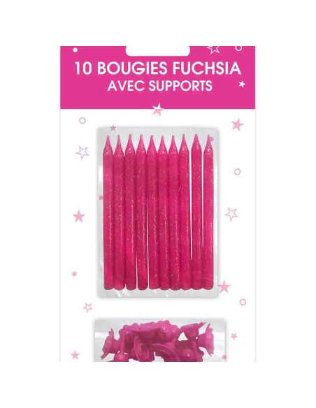 Bougies Supports Pailletees Fuchsia