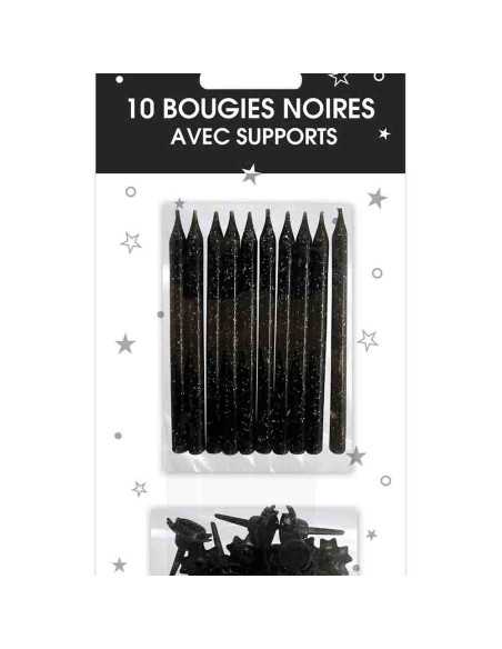 Bougies Supports Pailletees Noir