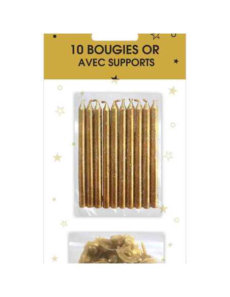 Bougies Supports Pailletees Or