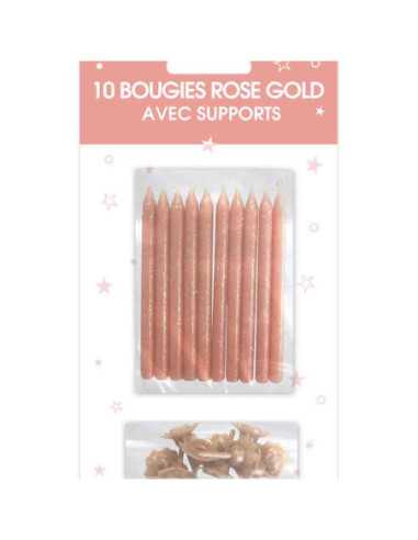 Bougies Supports Pailletees Rose Gold