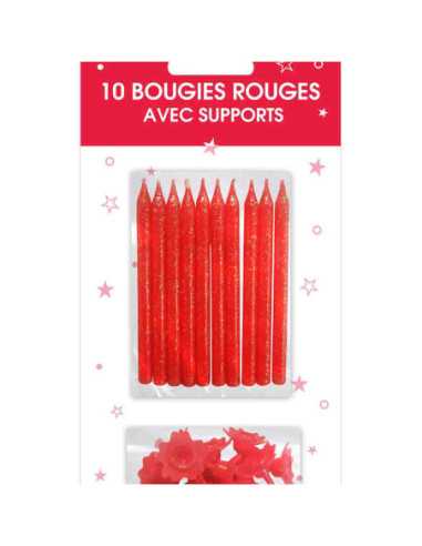 Bougies Supports Pailletees Rouge Passion