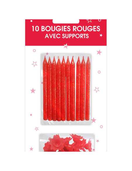 Bougies Supports Pailletees Rouge Passion