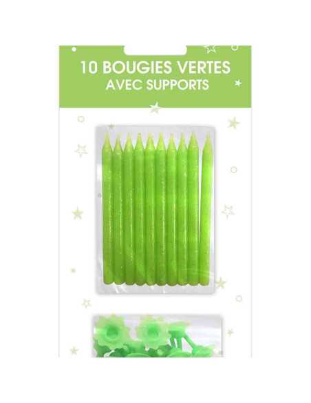 Bougies Supports Pailletees Vert