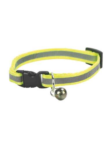 collier chat reflechissant,attache rapide,1x31cm,jaune