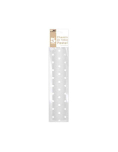 Chemin De Table Intisse Petits Pois 5M Blanc