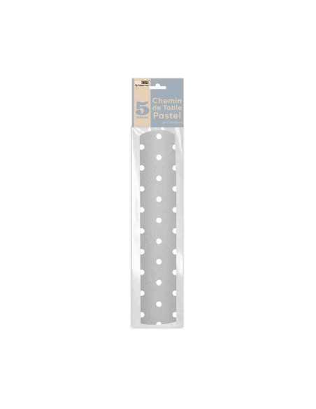 Chemin De Table Intisse Petits Pois 5M Gris