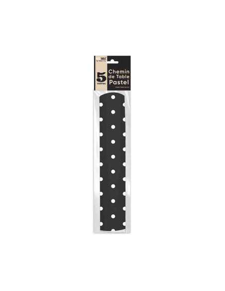 Chemin De Table Intisse Petits Pois 5M Noir
